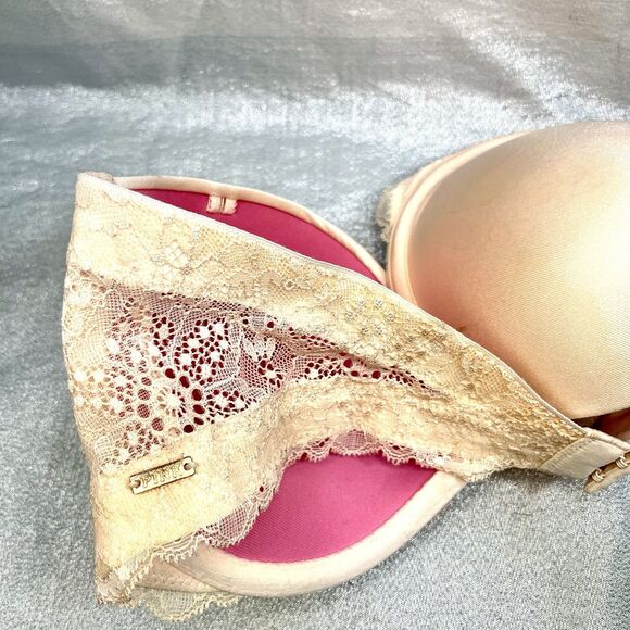 Victoria's Secret PINK Bra Woman's 34C Strapless Satin and Lace Pink - Picture 2 of 7